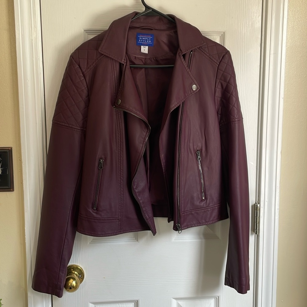 Simply Styled Burgundy Moto Jacket